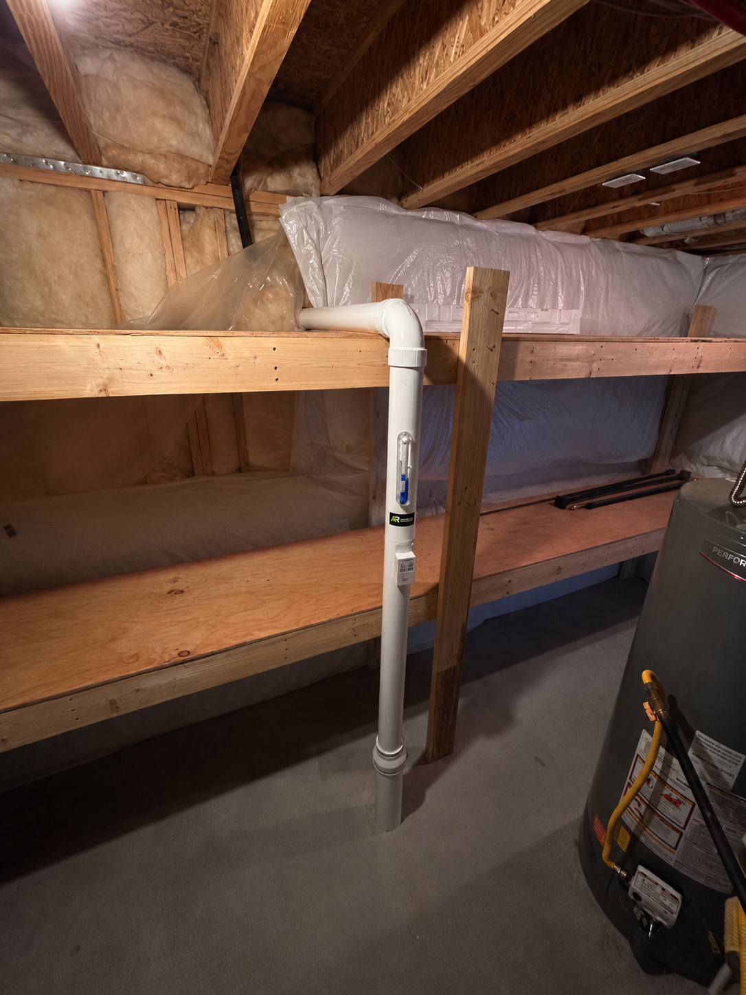 Radon mitigation system utility room